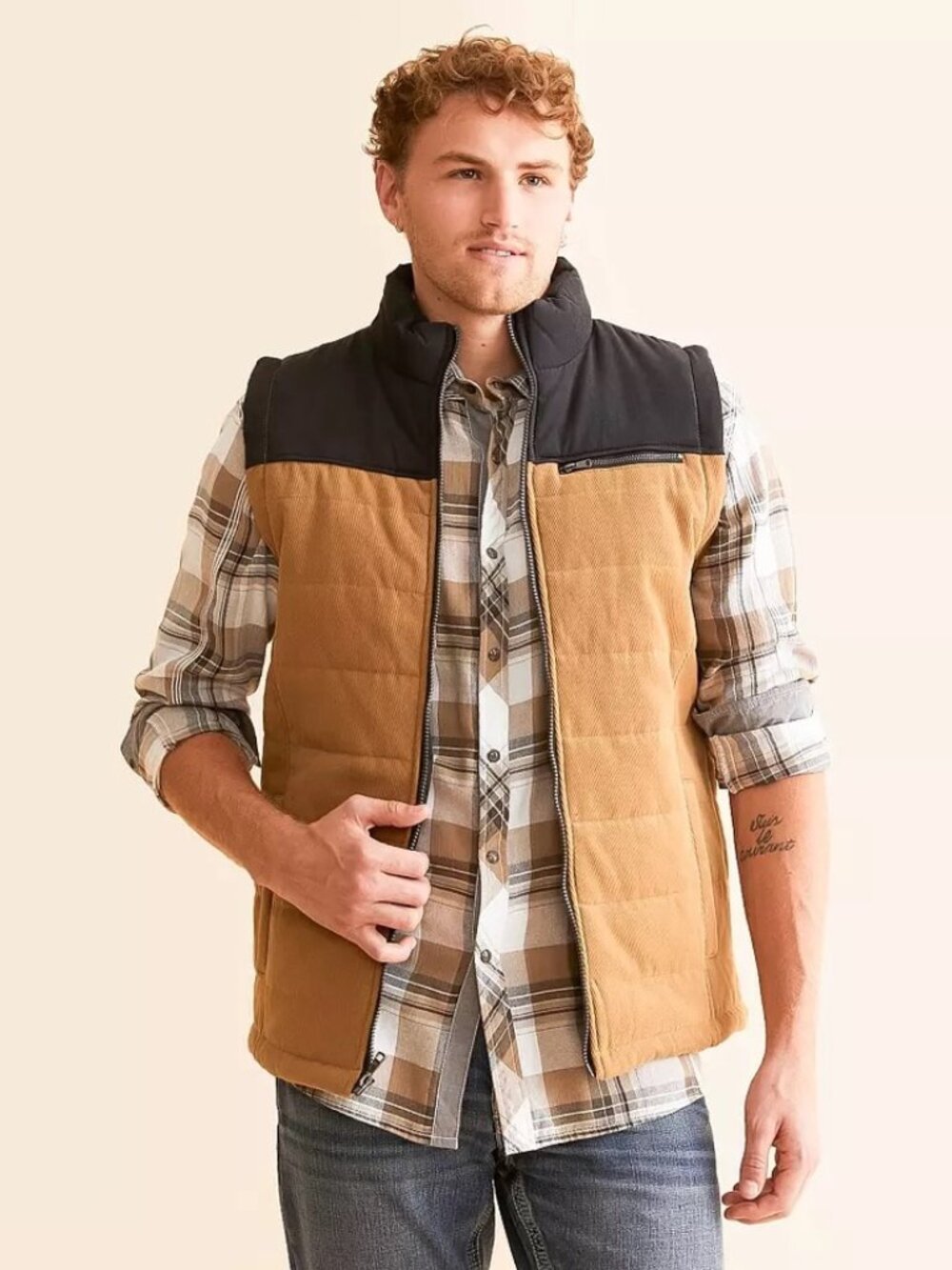 BKE Buckle Tabacco Curduroy Vest